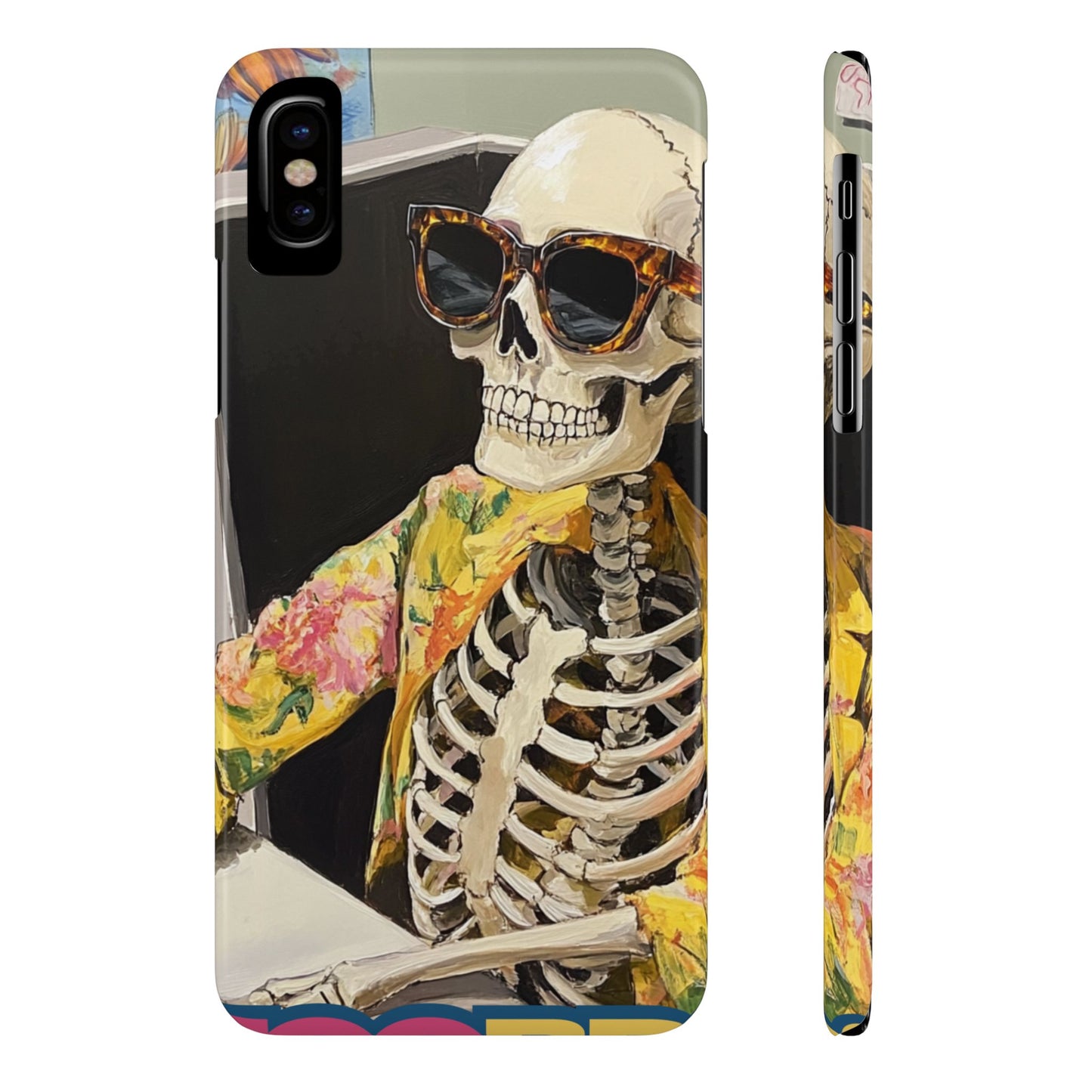 Trendy Skeleton Slim Phone Case - Quirky Artistic Design for Unique Style