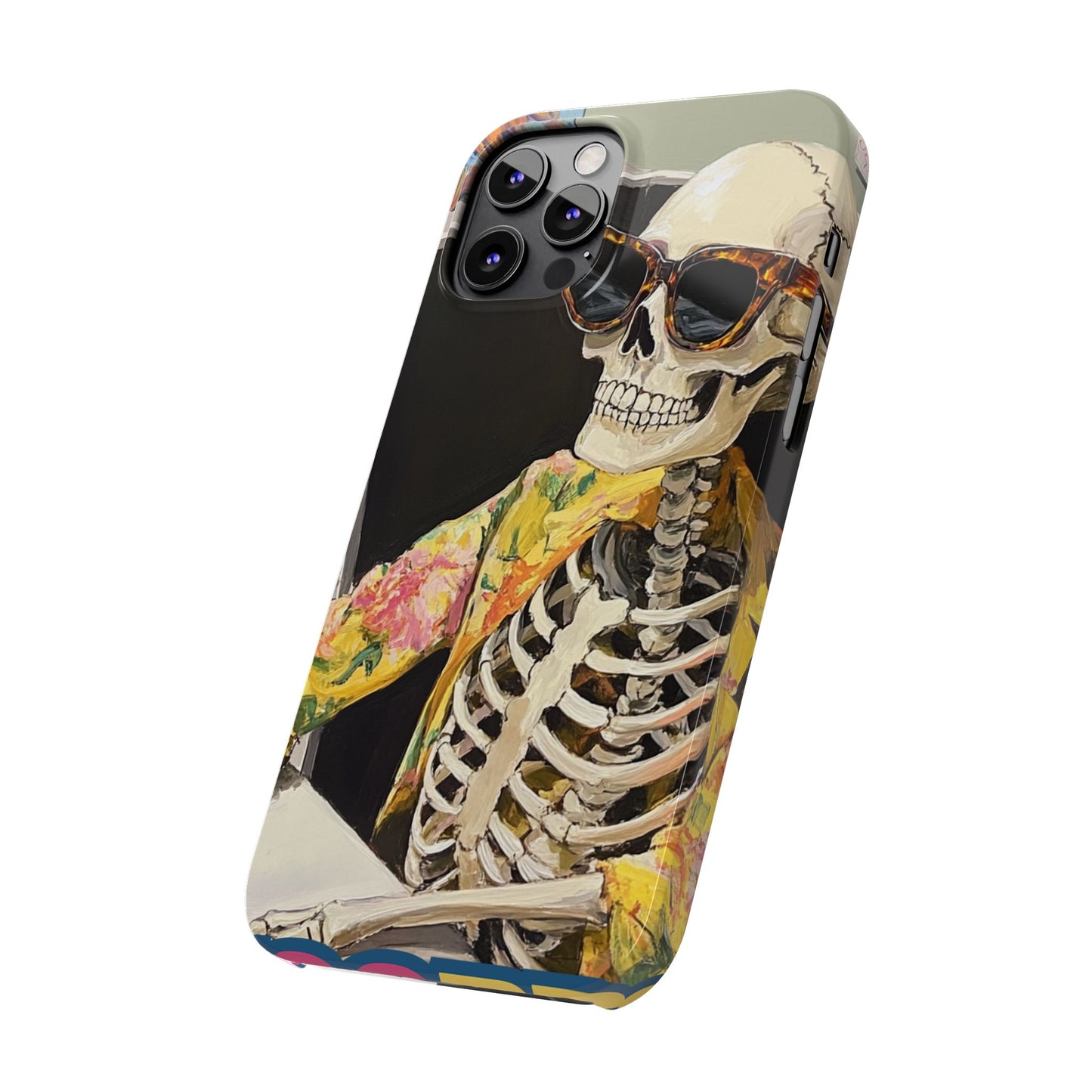 Trendy Skeleton Slim Phone Case - Quirky Artistic Design for Unique Style