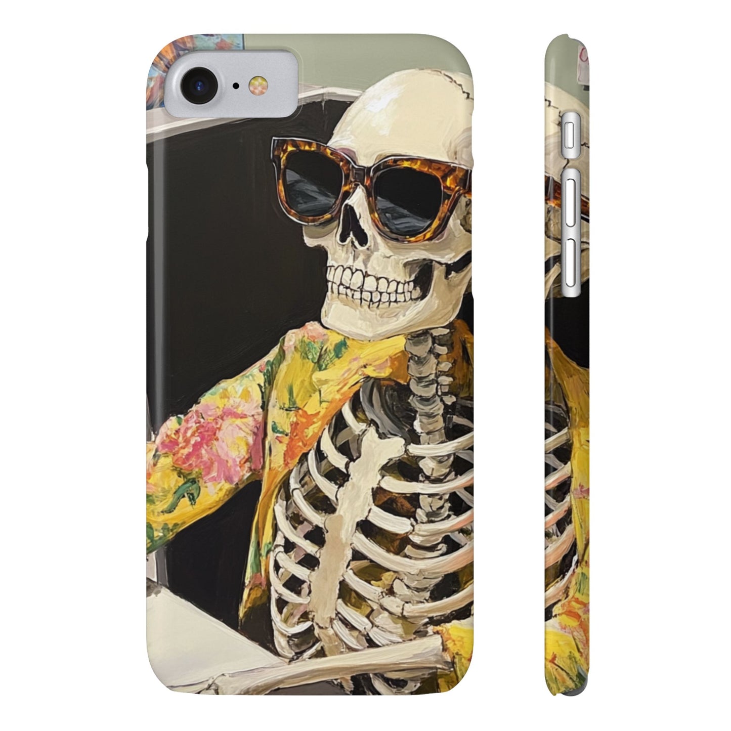 Trendy Skeleton Slim Phone Case - Quirky Artistic Design for Unique Style