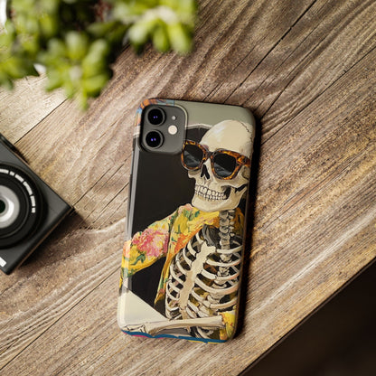 Trendy Skeleton Slim Phone Case - Quirky Artistic Design for Unique Style