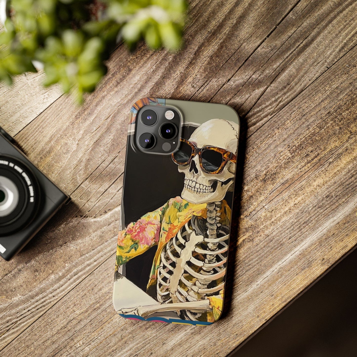 Trendy Skeleton Slim Phone Case - Quirky Artistic Design for Unique Style