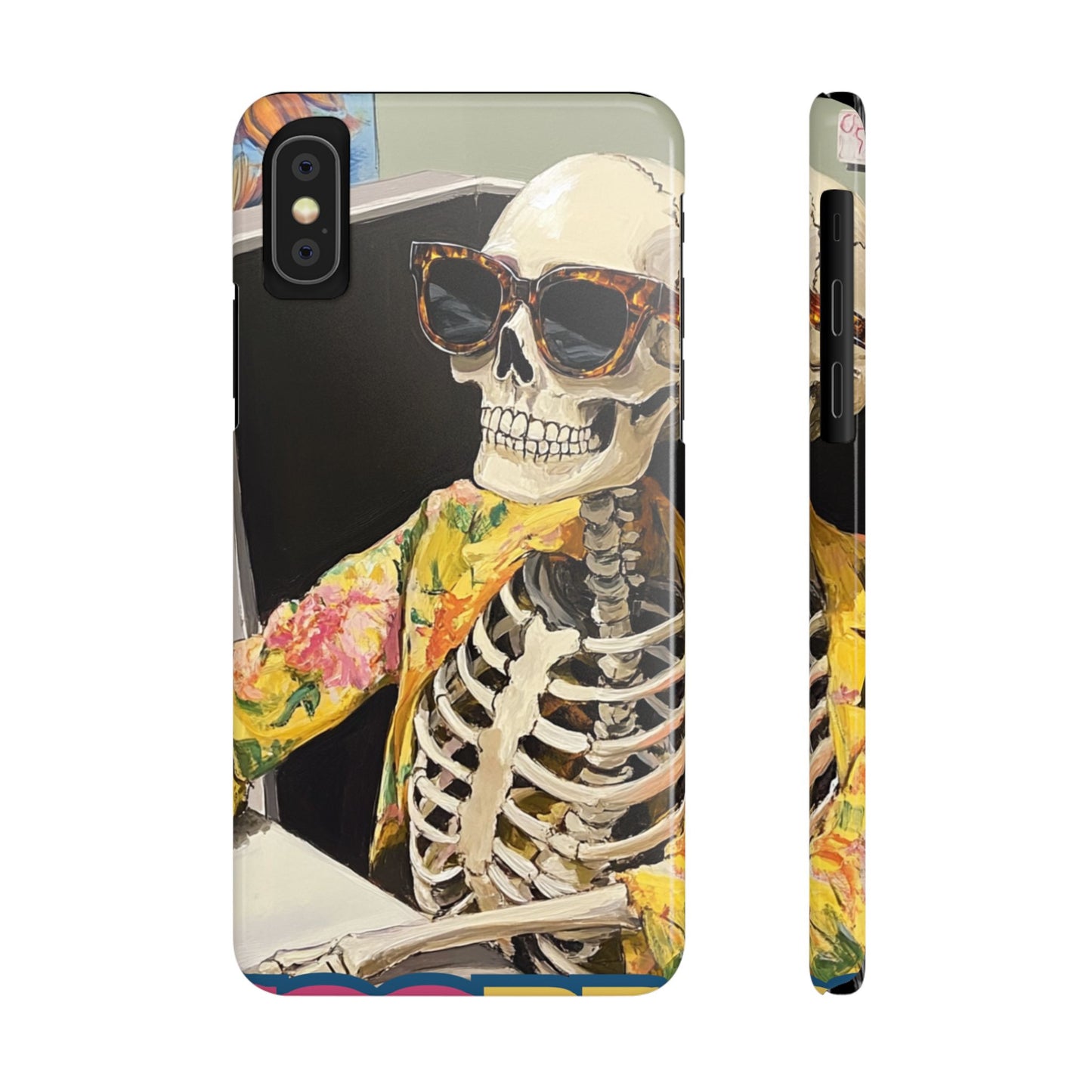 Trendy Skeleton Slim Phone Case - Quirky Artistic Design for Unique Style