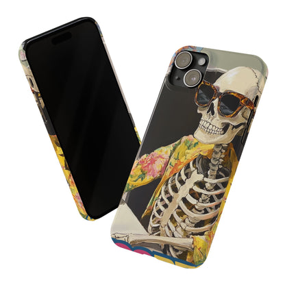 Trendy Skeleton Slim Phone Case - Quirky Artistic Design for Unique Style