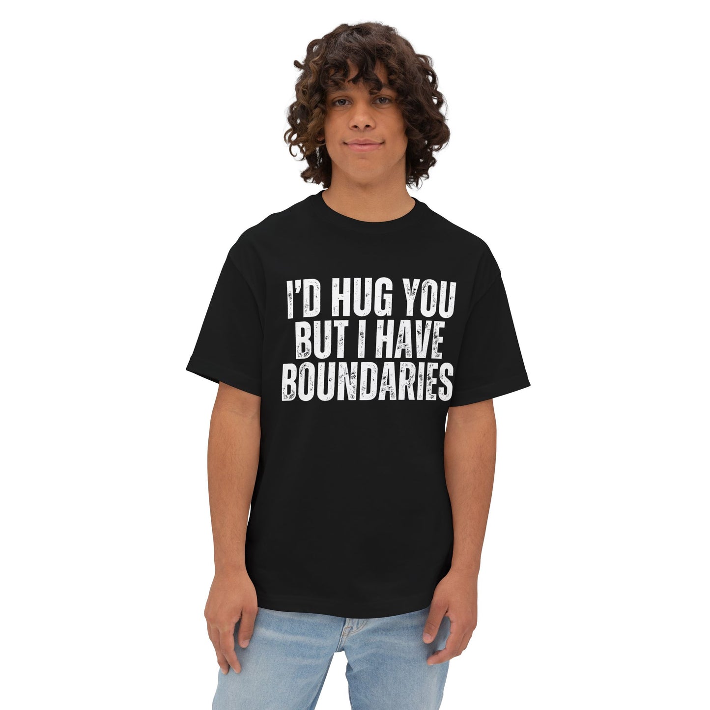 I'd Hug You But I Have Boundaries Unisex Oversized Boxy T-Shirt