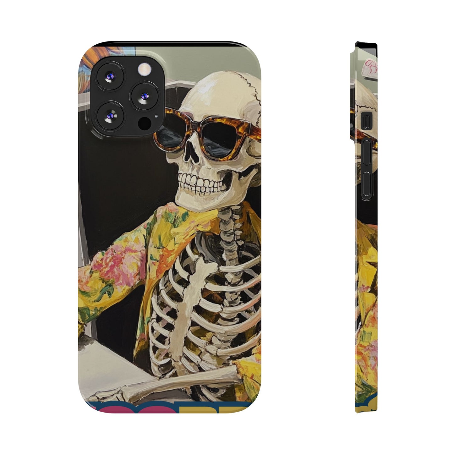 Trendy Skeleton Slim Phone Case - Quirky Artistic Design for Unique Style