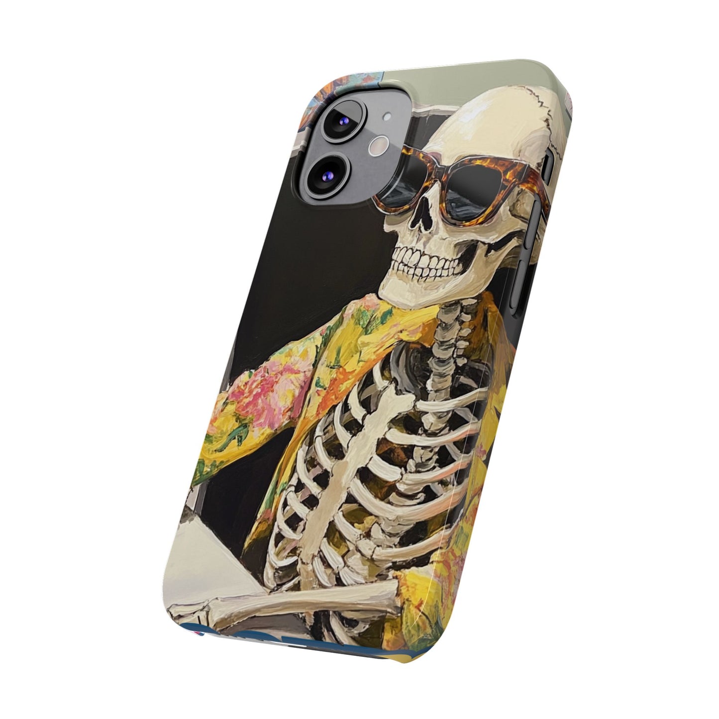 Trendy Skeleton Slim Phone Case - Quirky Artistic Design for Unique Style