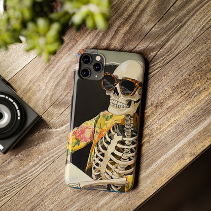 Trendy Skeleton Slim Phone Case - Quirky Artistic Design for Unique Style