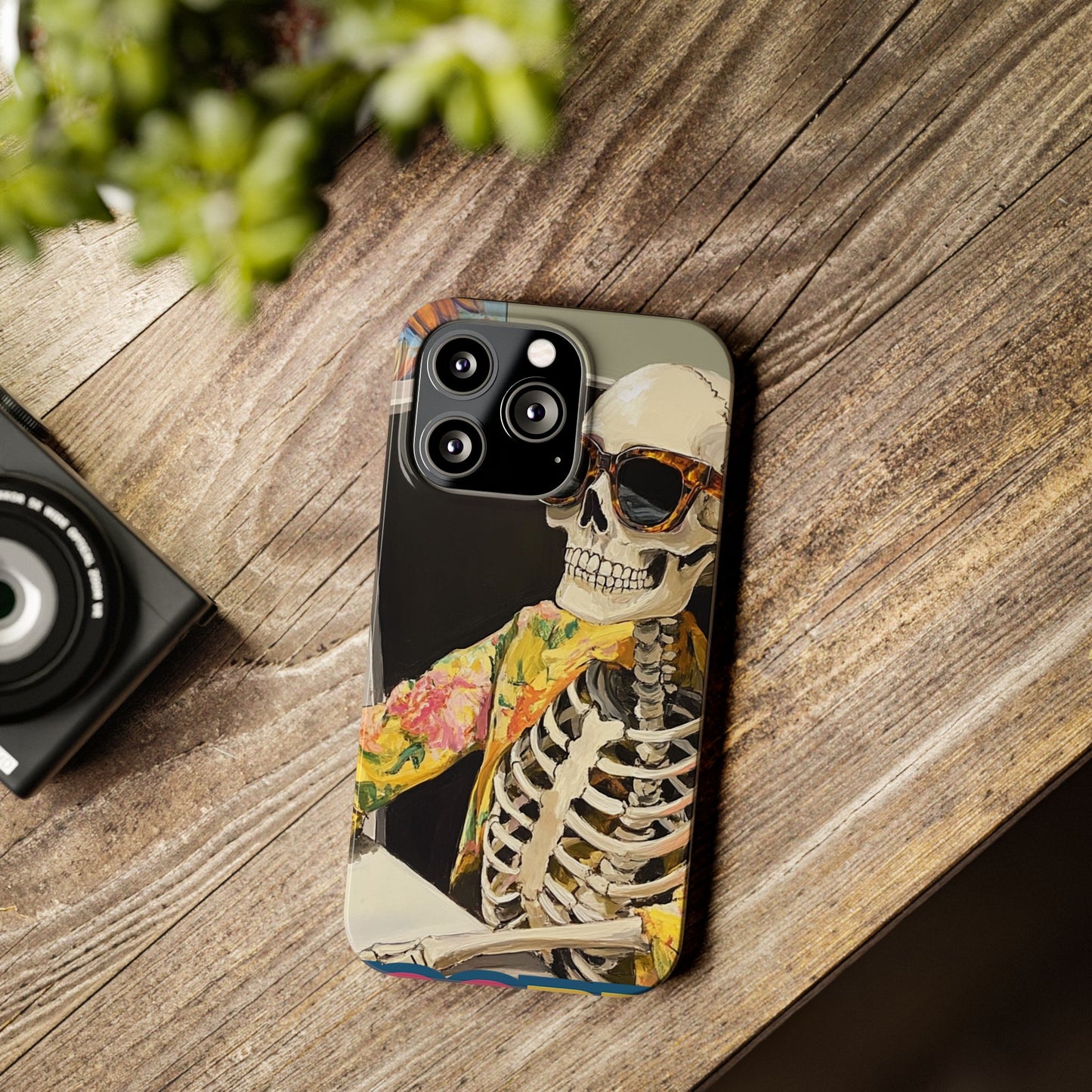 Trendy Skeleton Slim Phone Case - Quirky Artistic Design for Unique Style