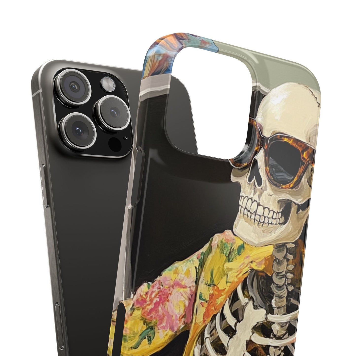 Trendy Skeleton Slim Phone Case - Quirky Artistic Design for Unique Style