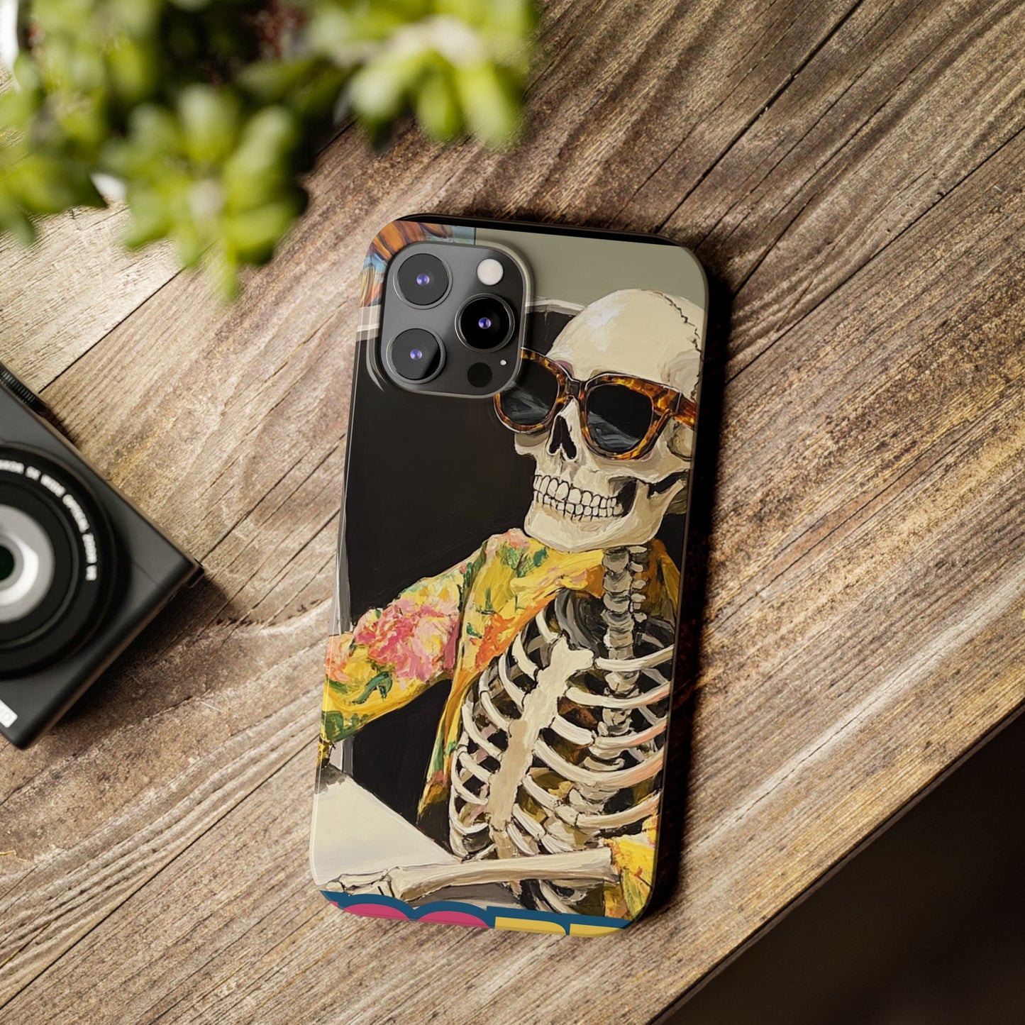 Trendy Skeleton Slim Phone Case - Quirky Artistic Design for Unique Style