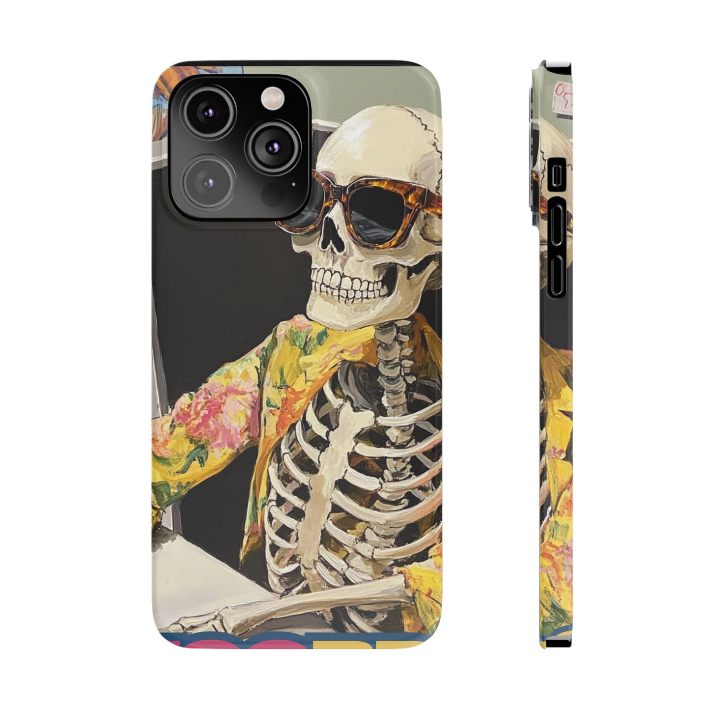 Trendy Skeleton Slim Phone Case - Quirky Artistic Design for Unique Style