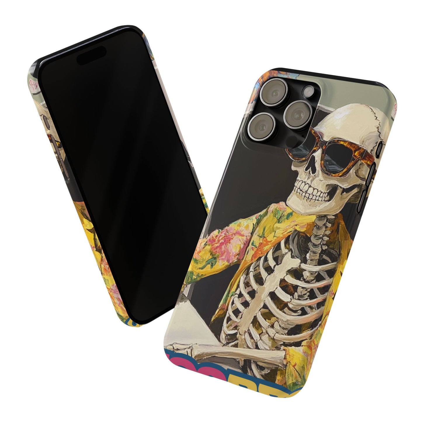 Trendy Skeleton Slim Phone Case - Quirky Artistic Design for Unique Style