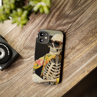 Trendy Skeleton Slim Phone Case - Quirky Artistic Design for Unique Style