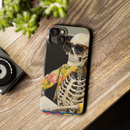 Trendy Skeleton Slim Phone Case - Quirky Artistic Design for Unique Style