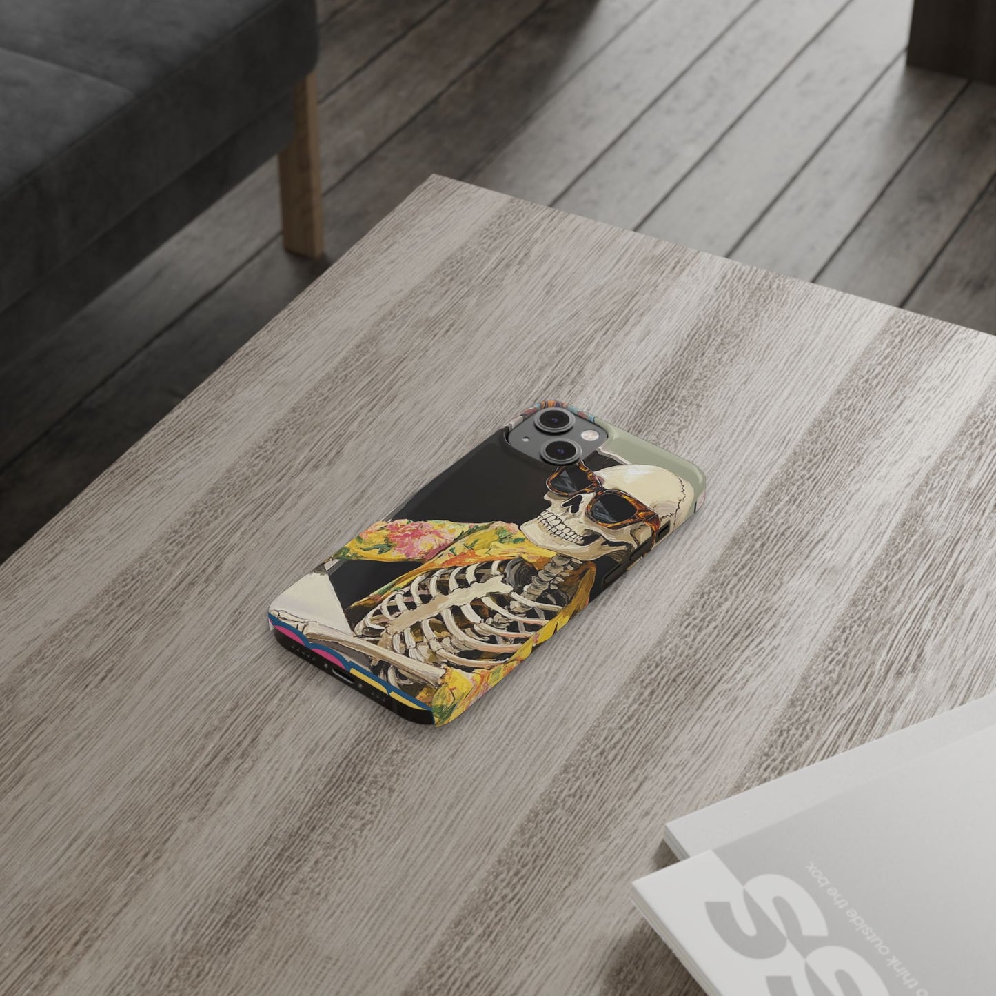 Trendy Skeleton Slim Phone Case - Quirky Artistic Design for Unique Style