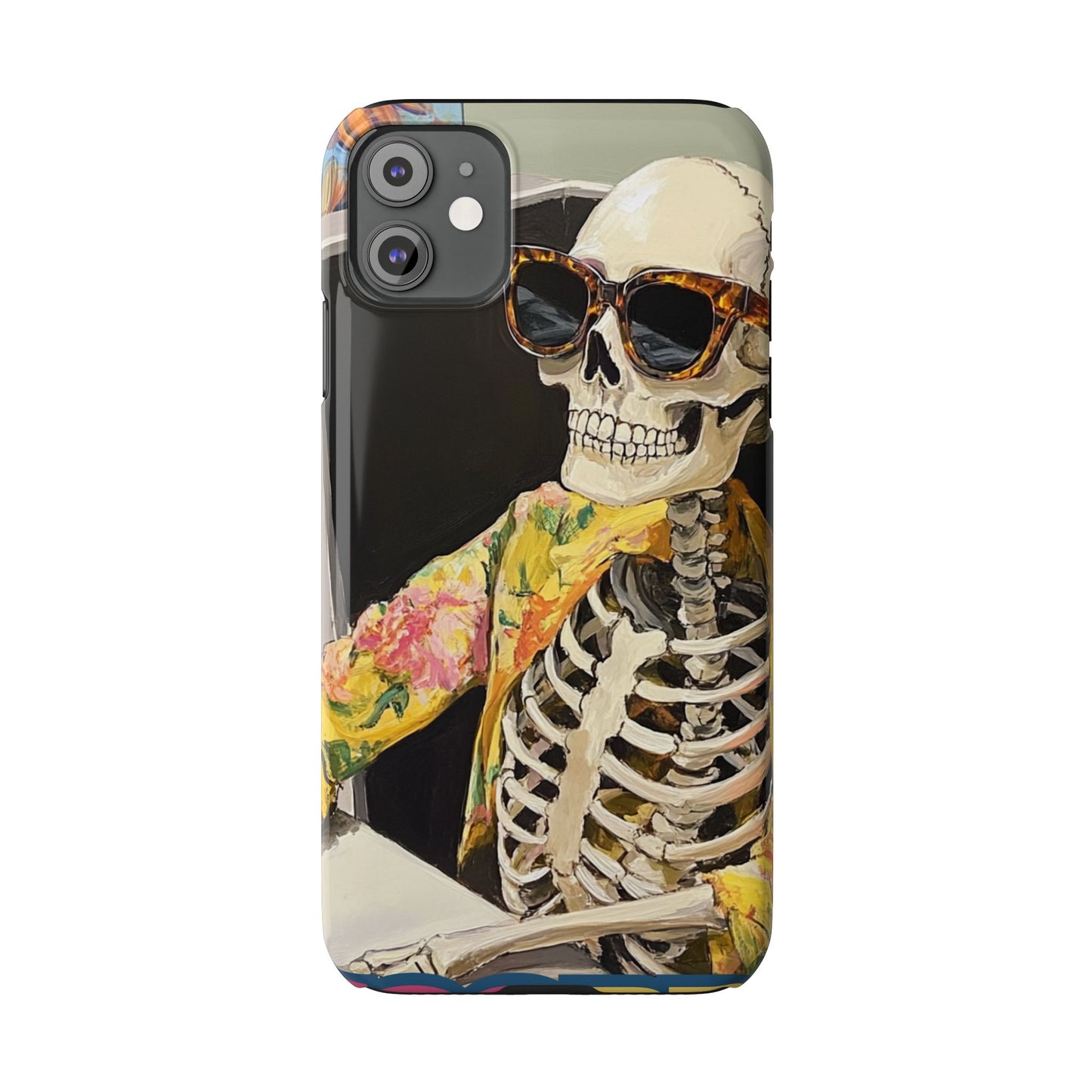 Trendy Skeleton Slim Phone Case - Quirky Artistic Design for Unique Style