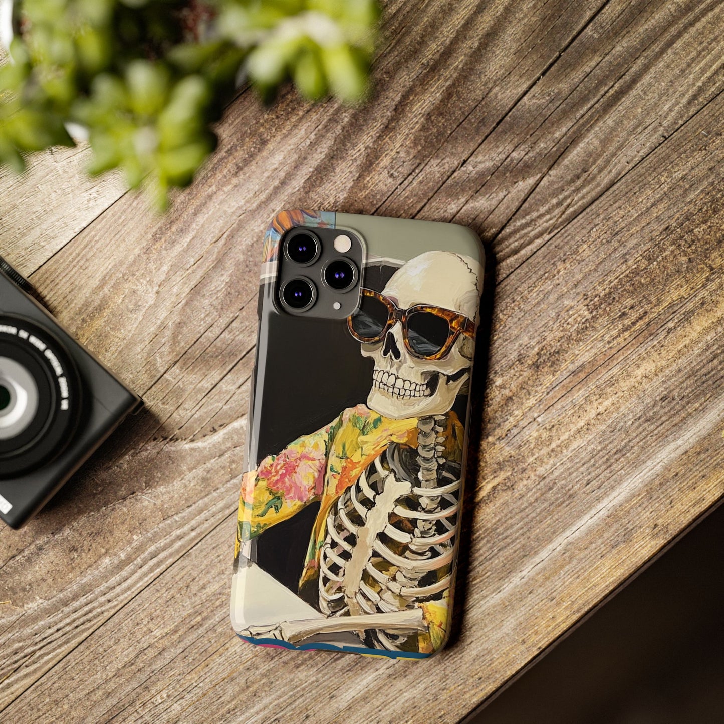 Trendy Skeleton Slim Phone Case - Quirky Artistic Design for Unique Style