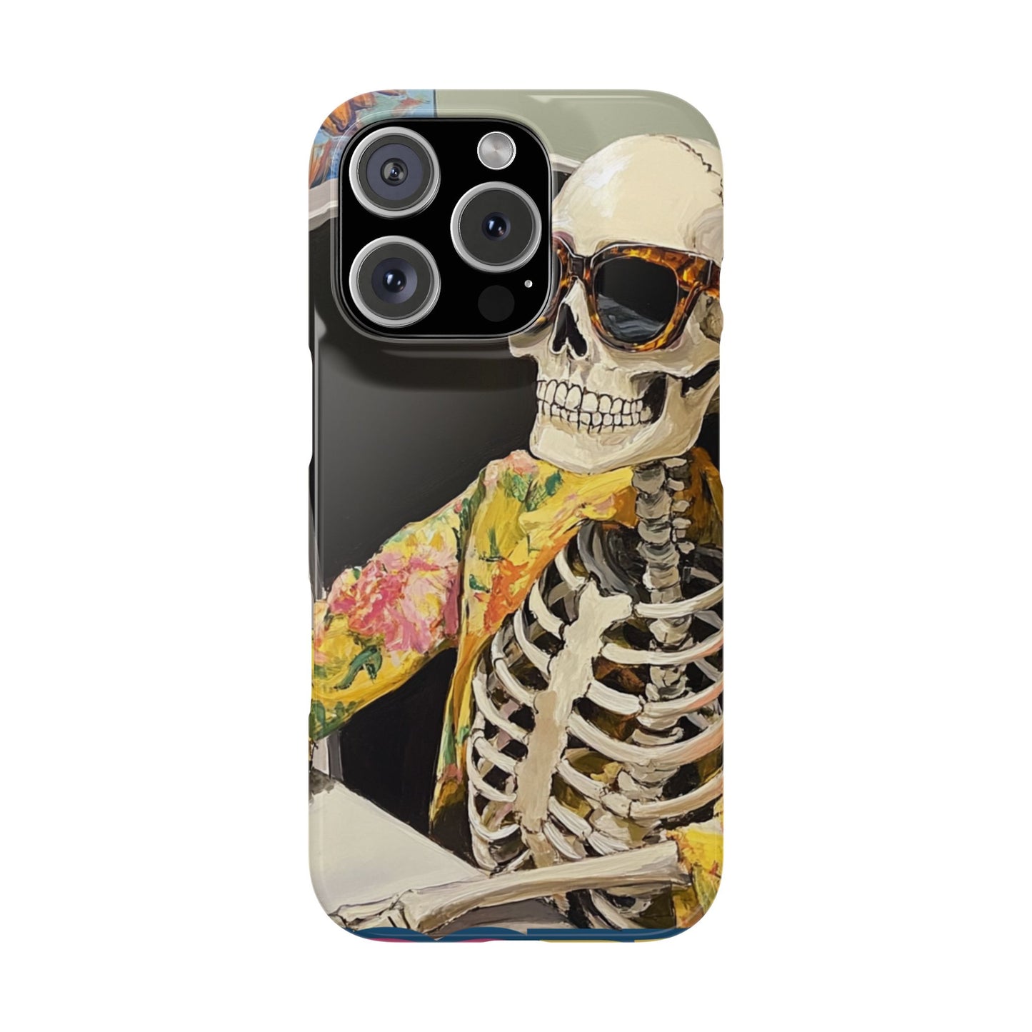 Trendy Skeleton Slim Phone Case - Quirky Artistic Design for Unique Style