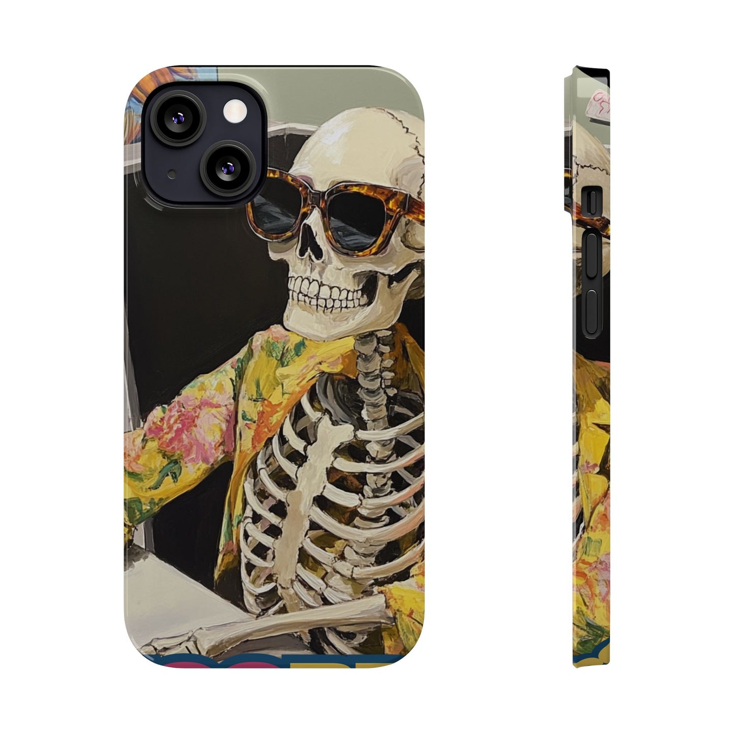 Trendy Skeleton Slim Phone Case - Quirky Artistic Design for Unique Style