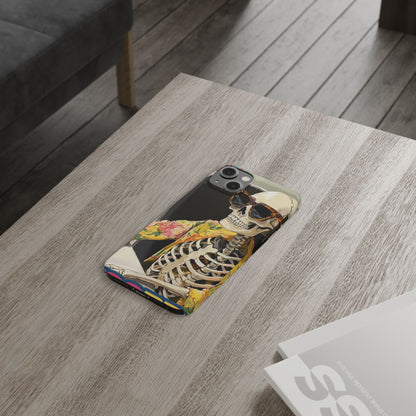 Trendy Skeleton Slim Phone Case - Quirky Artistic Design for Unique Style