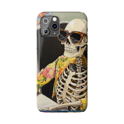 Trendy Skeleton Slim Phone Case - Quirky Artistic Design for Unique Style