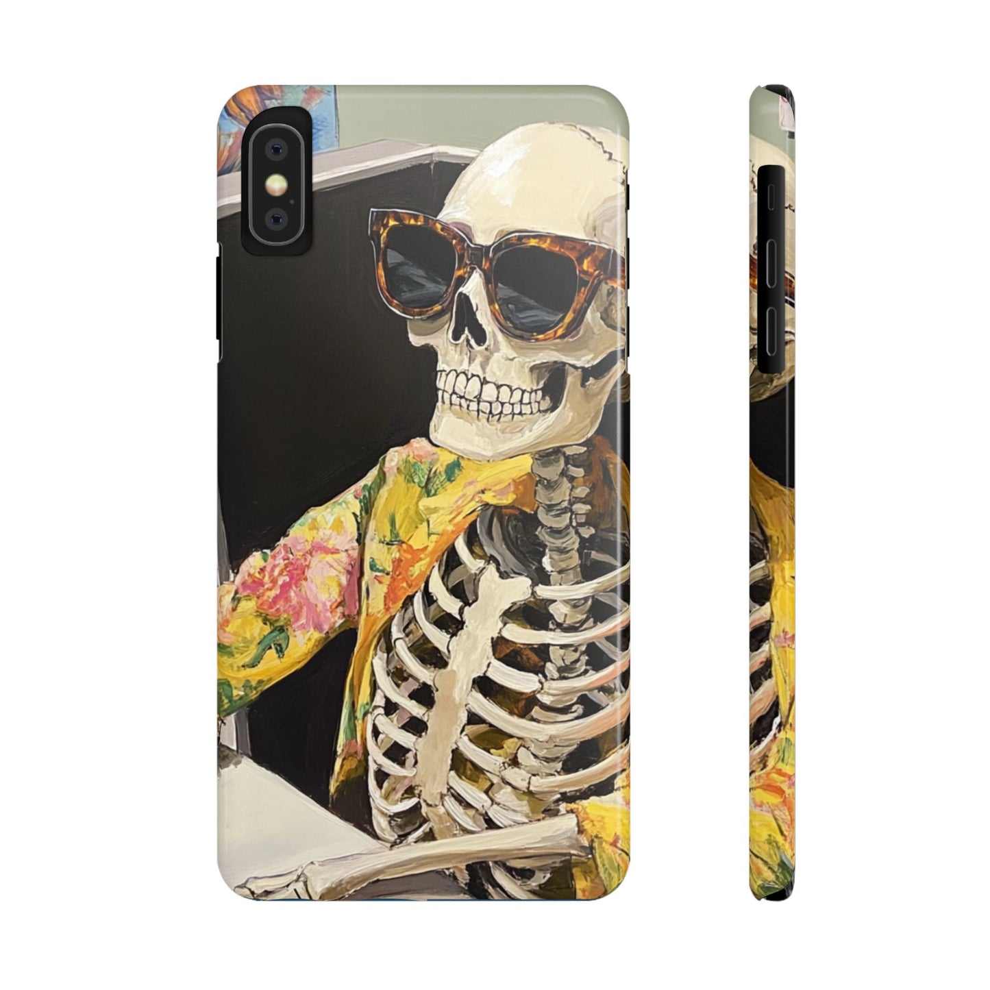 Trendy Skeleton Slim Phone Case - Quirky Artistic Design for Unique Style