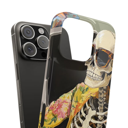 Trendy Skeleton Slim Phone Case - Quirky Artistic Design for Unique Style