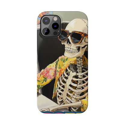 Trendy Skeleton Slim Phone Case - Quirky Artistic Design for Unique Style