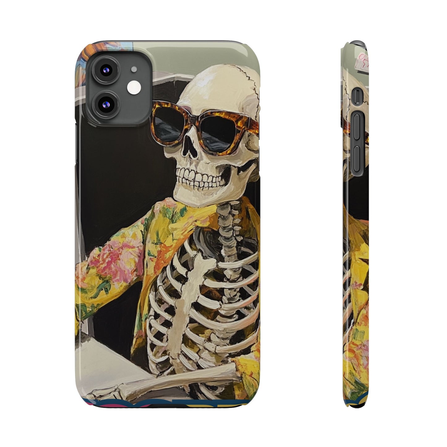 Trendy Skeleton Slim Phone Case - Quirky Artistic Design for Unique Style